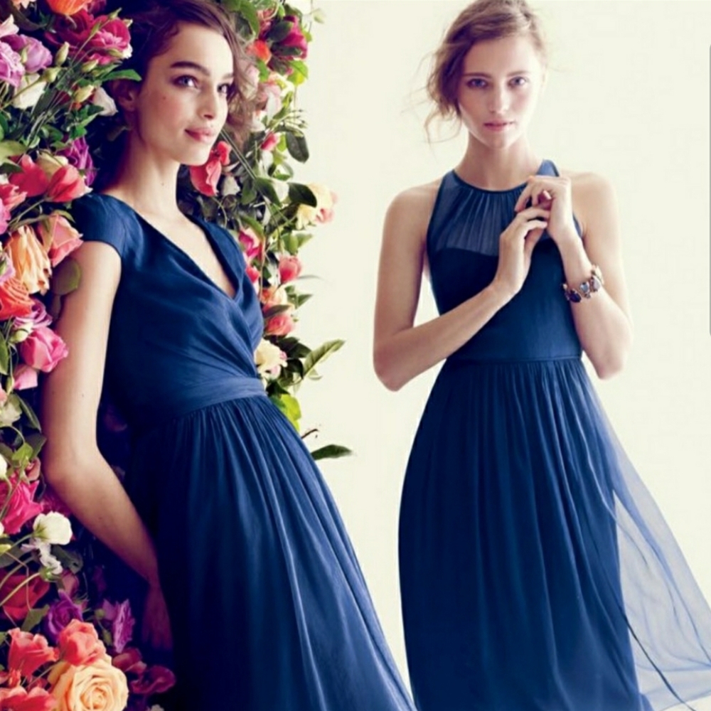 J.Crew "Megan" Silk Chiffon Blue Dress Size 8